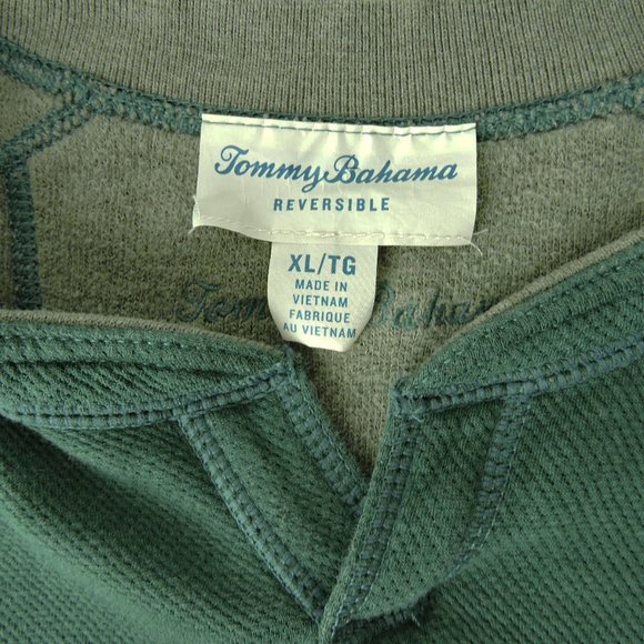 Tommy Bahama Reversible Pullover long sleeve knit top men's XL green gray logo - Picture 10 of 11